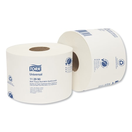 Tork Tork OptiCore Mid-size Toilet Paper Roll White T11, Universal, 1-ply, 36 x 1755 sheets, 112990, PK36 112990